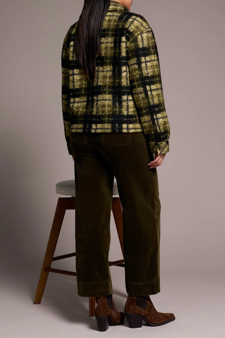 Tribal Green Plaid Wool Shacket