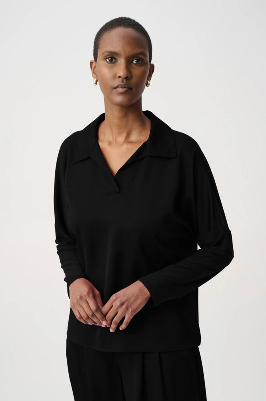 Joseph Ribkoff Recycled Satin Shirt Collar Top 264085
