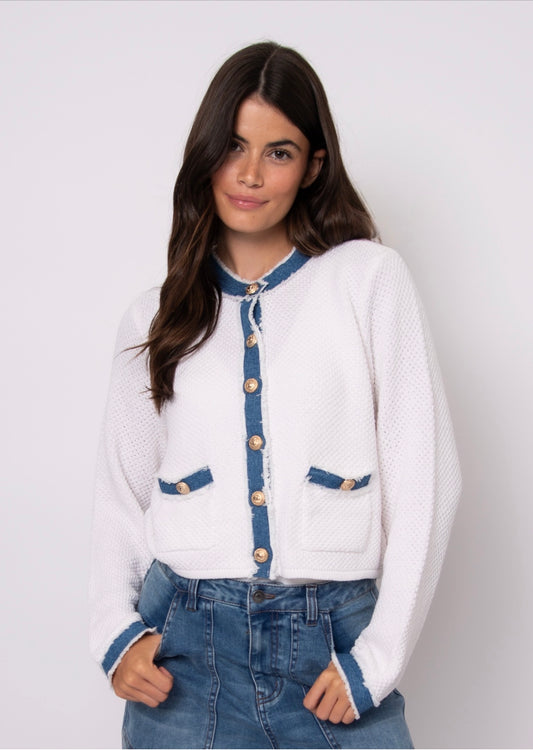 RD Style Jazzlyn Denim Combo Cardigan