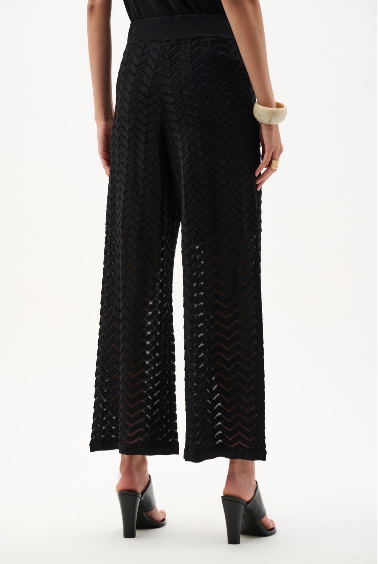 Joseph Ribkoff Viscose Jacquard Knit Chevron Stitch Culotte Pants 262933