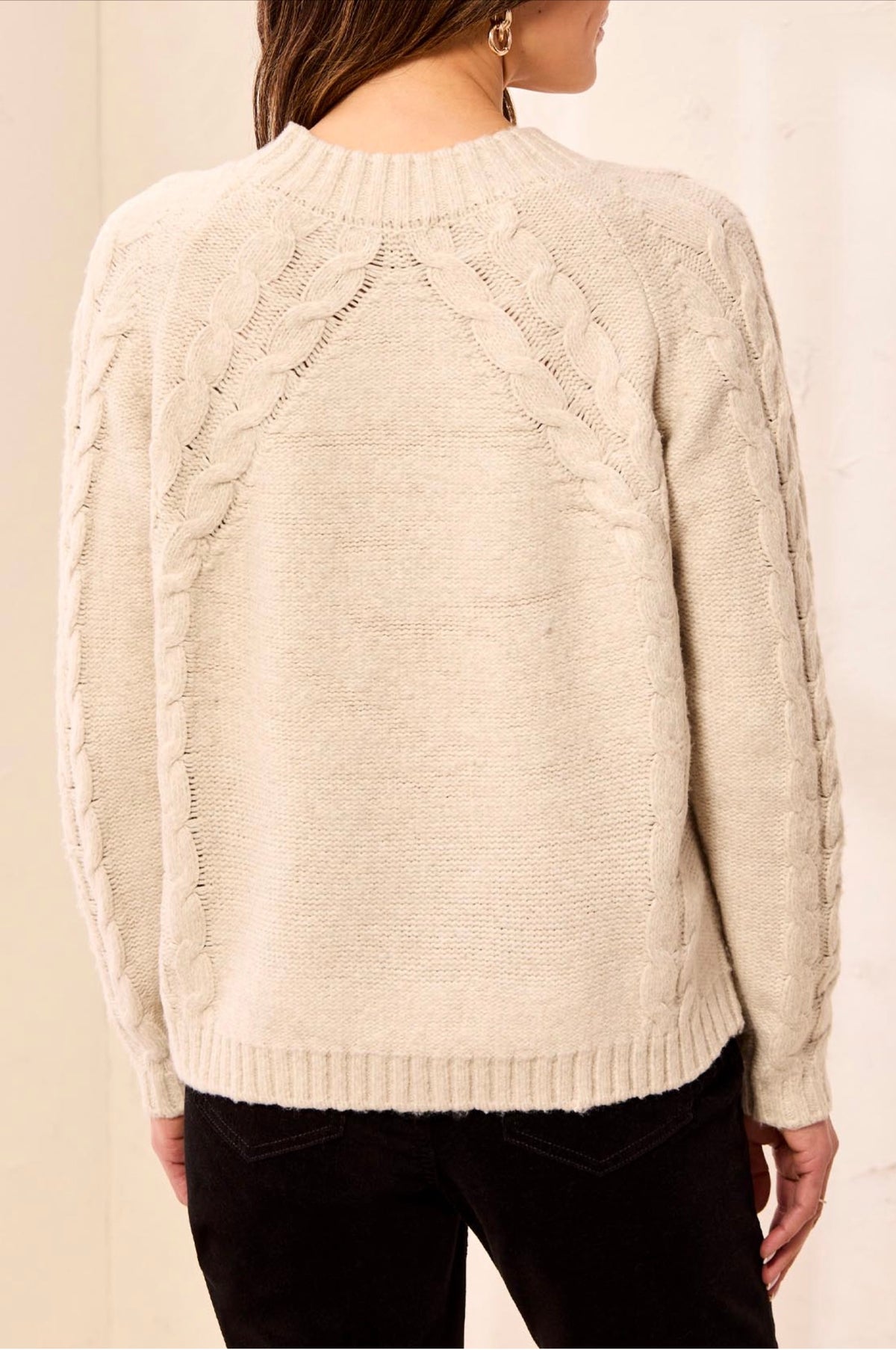 Tribal Cable Knit Crew Neck Sweater Moonstone