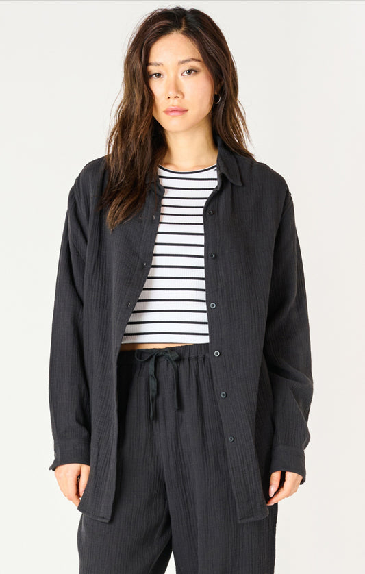 Dex Textured Button Up Black