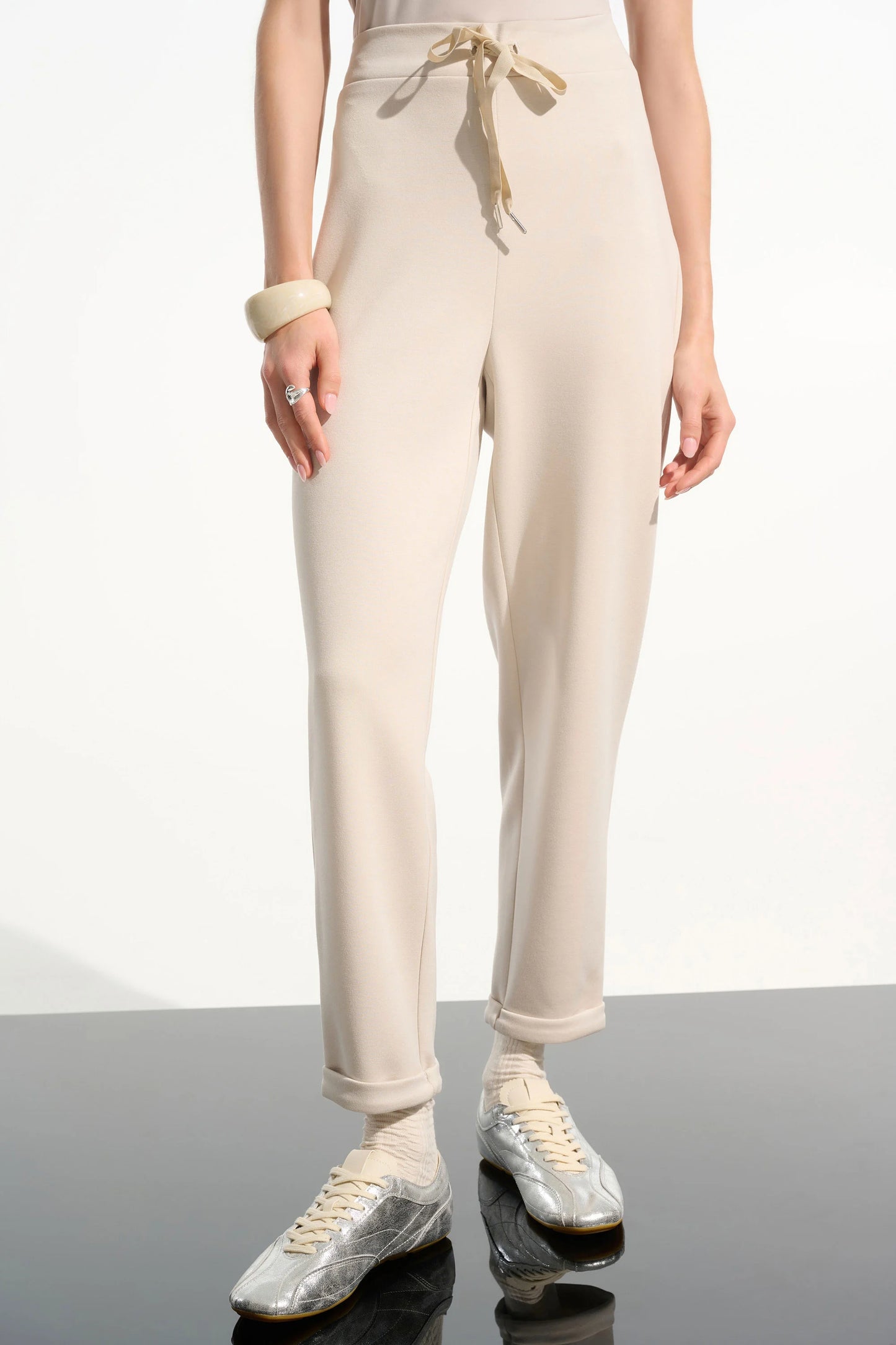Joseph Ribkoff Scuba Jersey Pull-On Jogger Pants With Drawstring Waist Moonstone 261606
