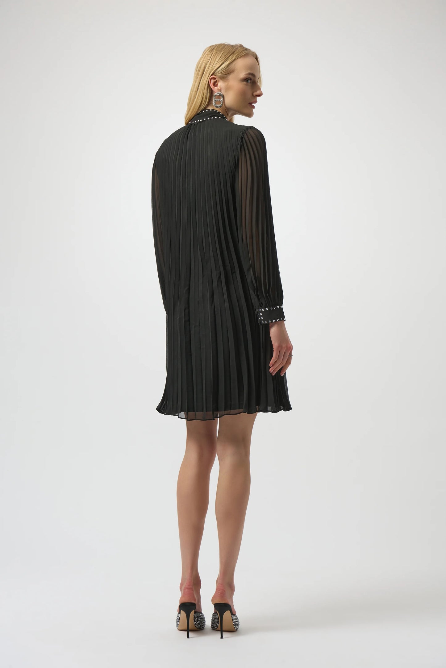 Joseph Ribkoff Pleated Chiffon Aline Dress with Neck Tie 254902