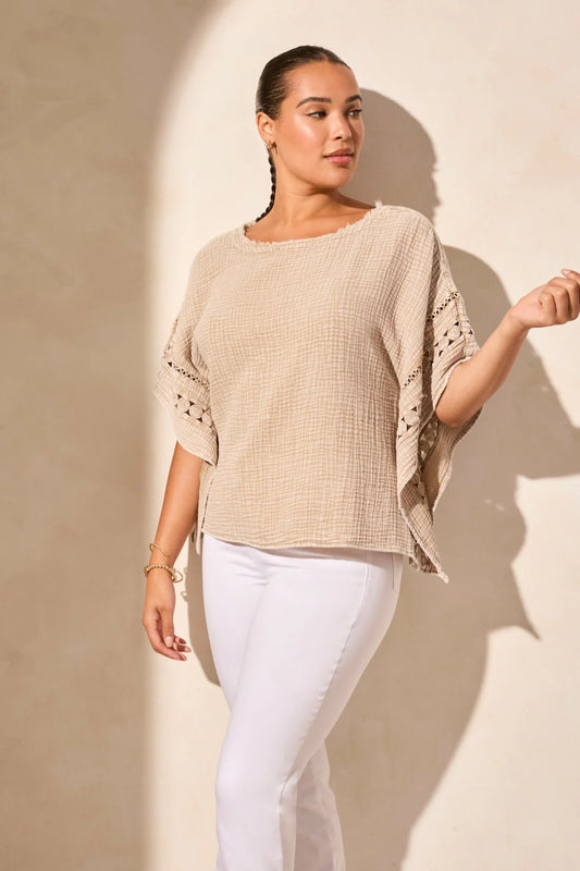 Tribal Fancy Trim Kaftan Blouse