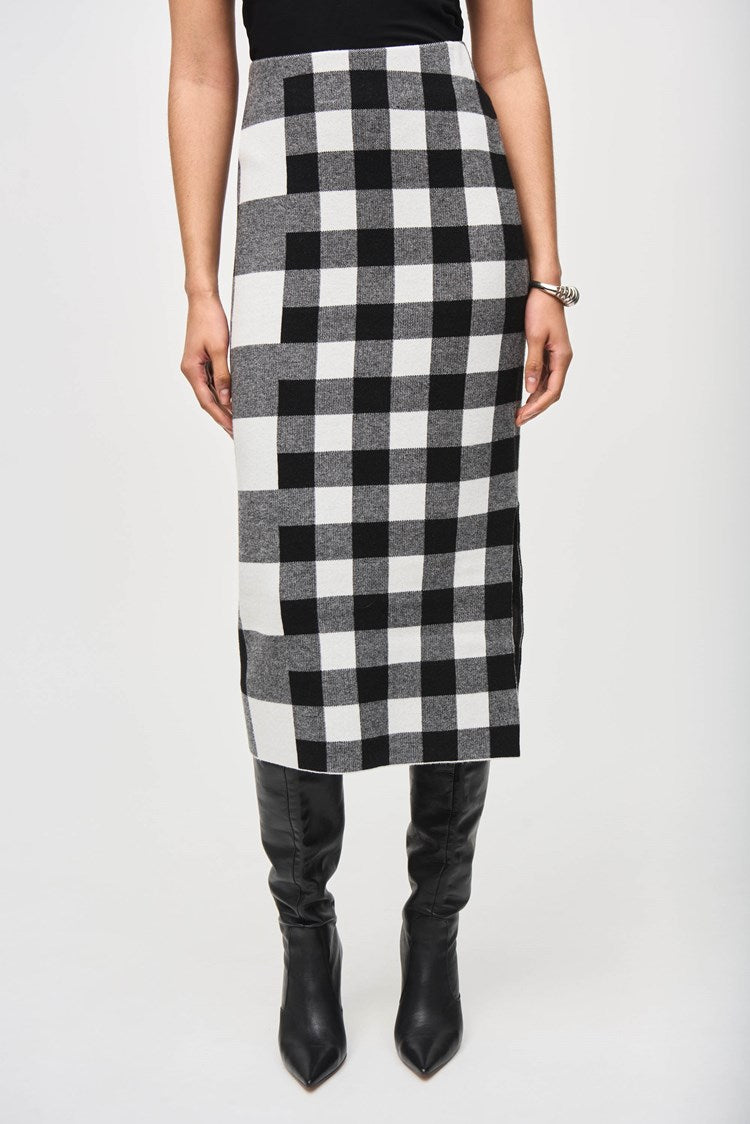 Joseph Ribkoff Plaid Jacquard Knit Skirt 243947