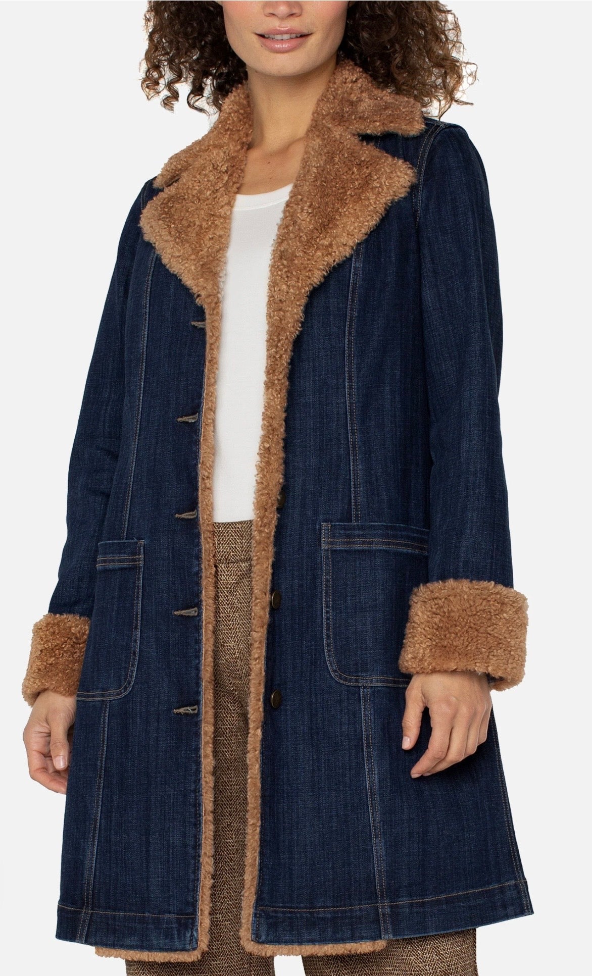 Sherpa Trimmed Notch Collar Jacket