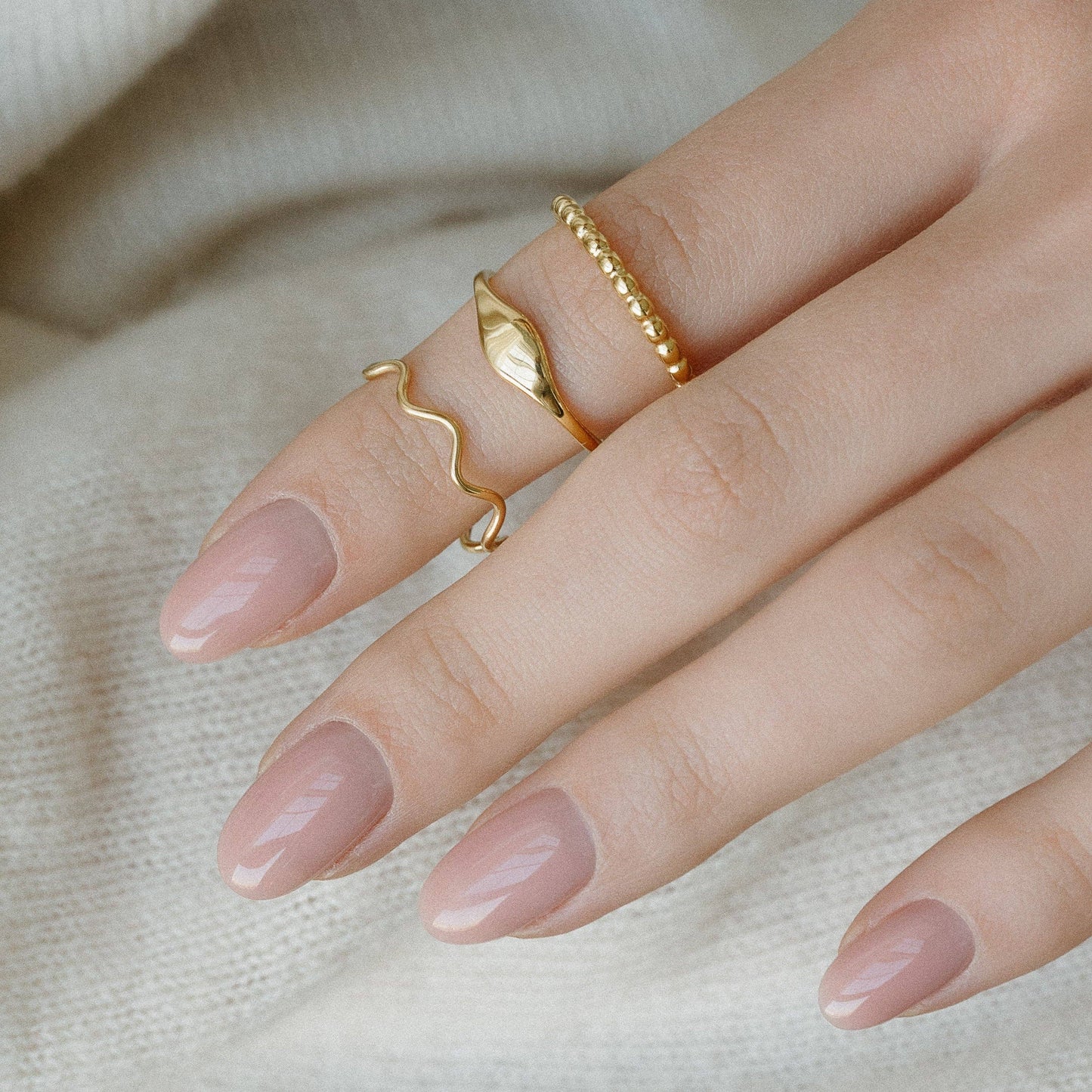 Petite Gold Jewelry Wave Ring