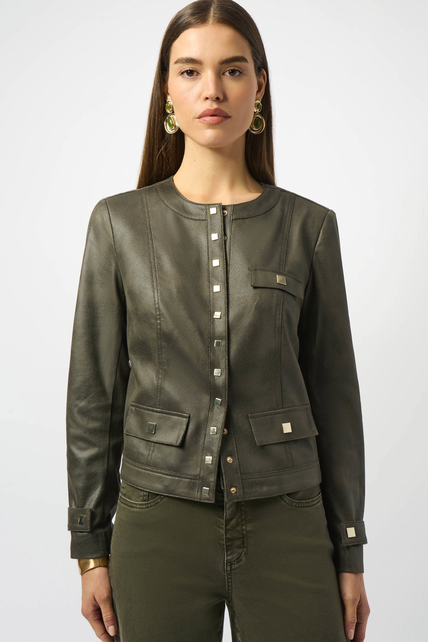 Joseph Ribkoff Foiled Faux Suede Fitted Jacket 253935