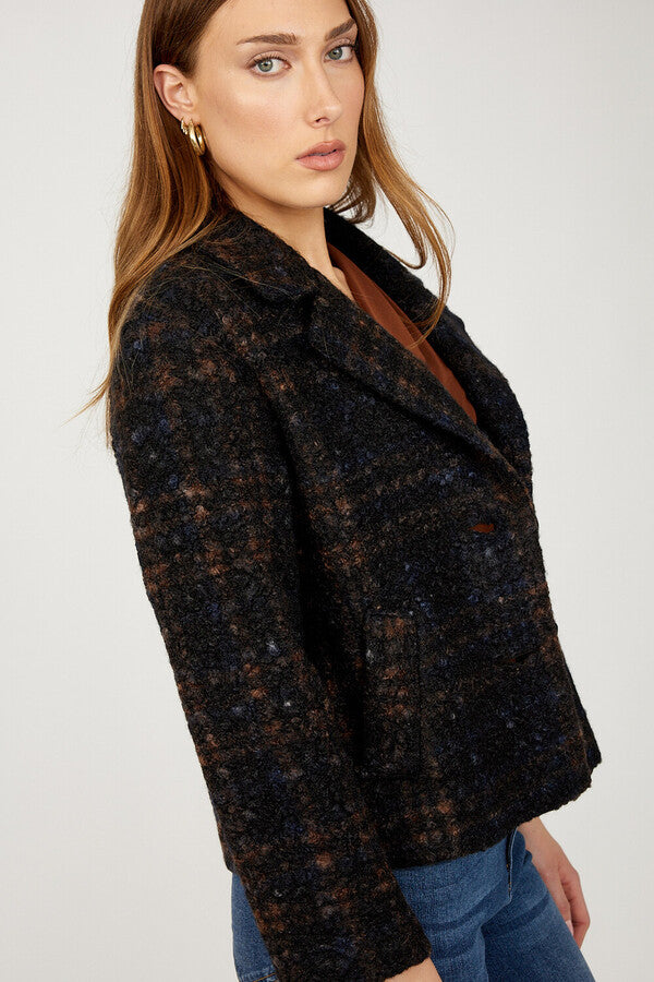 Frank Lyman Plaid Collared Long Sleeve Jacket Style 254361