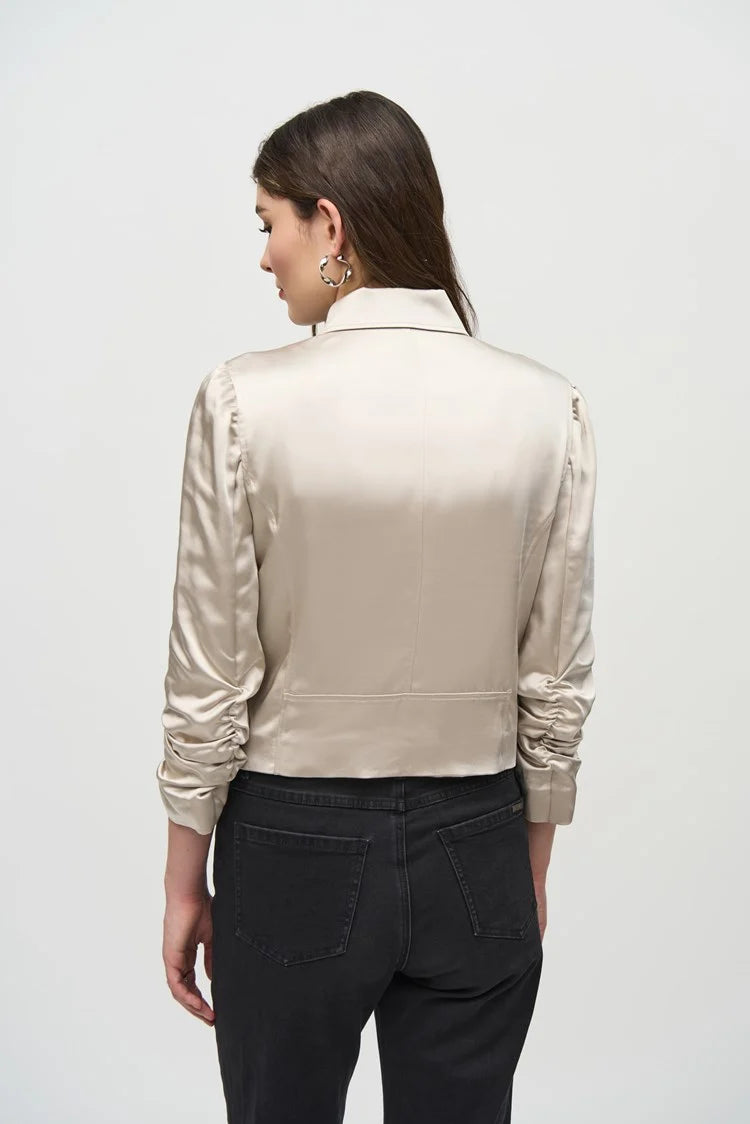 Joseph Ribkoff Satin Moto Jacket With Zippers 244903