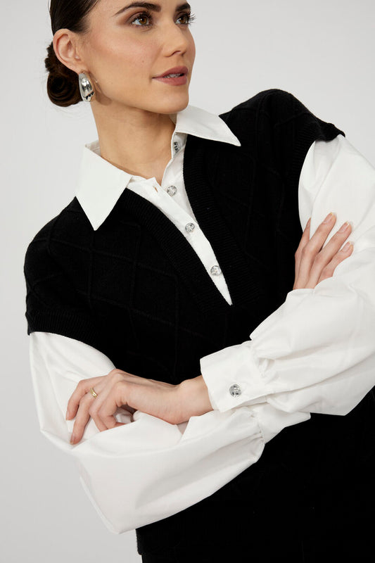 Frank Lyman V-neck Diamond Puff Sleeve Style 253828