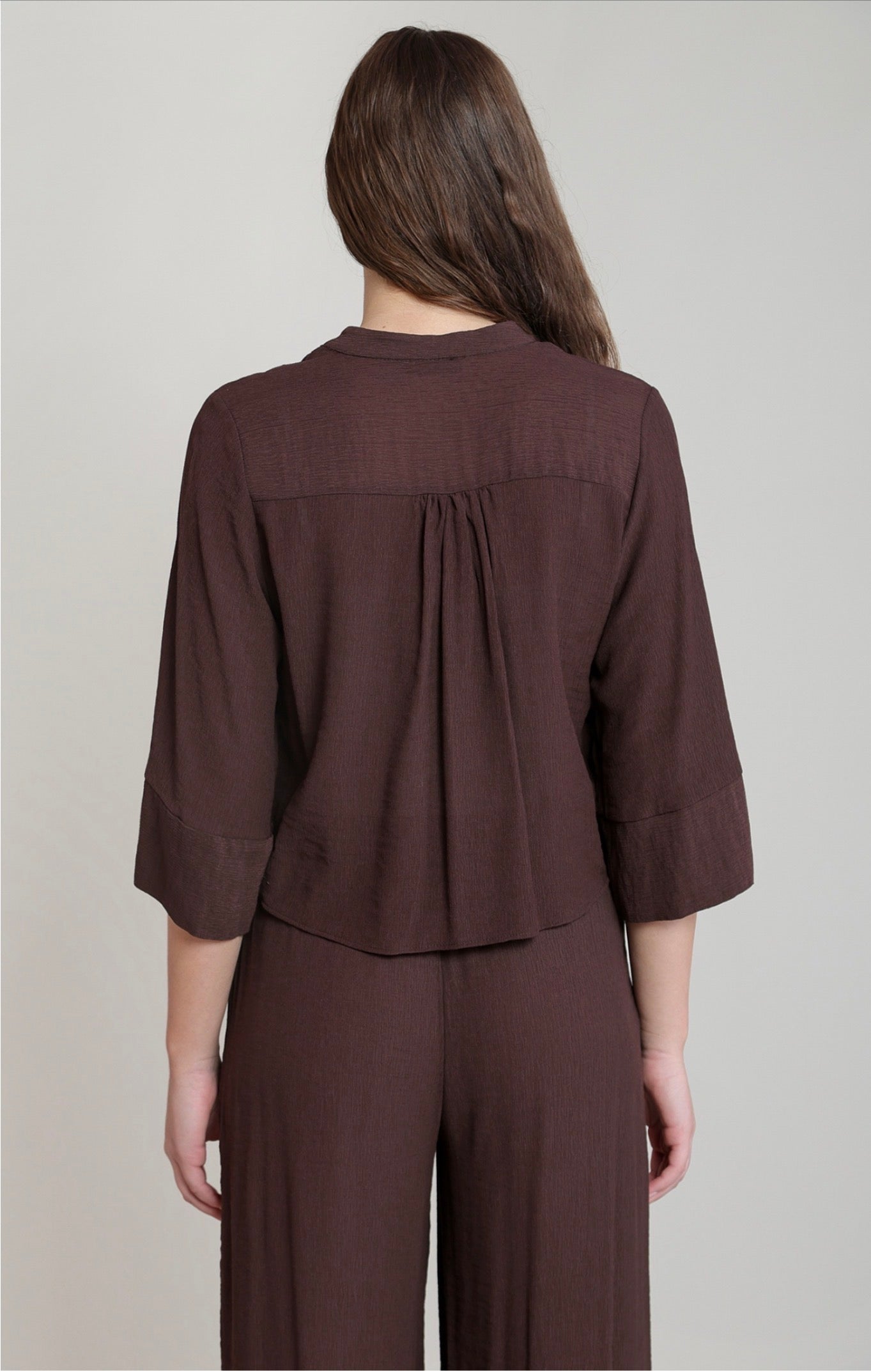 Dex Wide Sleeve Blouse Chocolate Brown