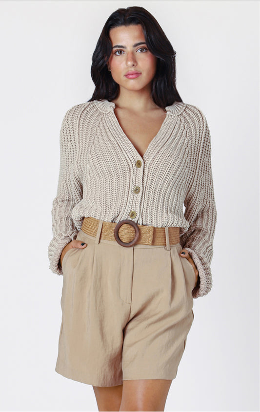 Room 34 Textured Cardigan Sand