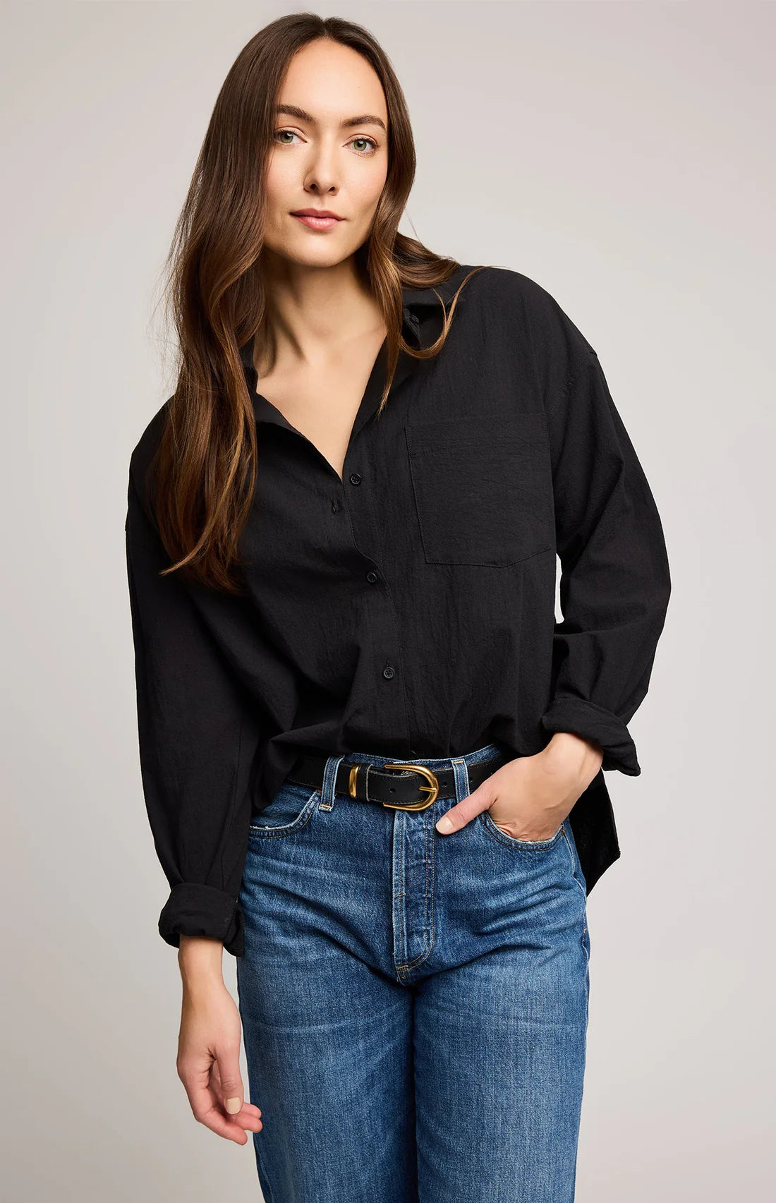 Gentle Fawn Callahan Button Down Shirt Black