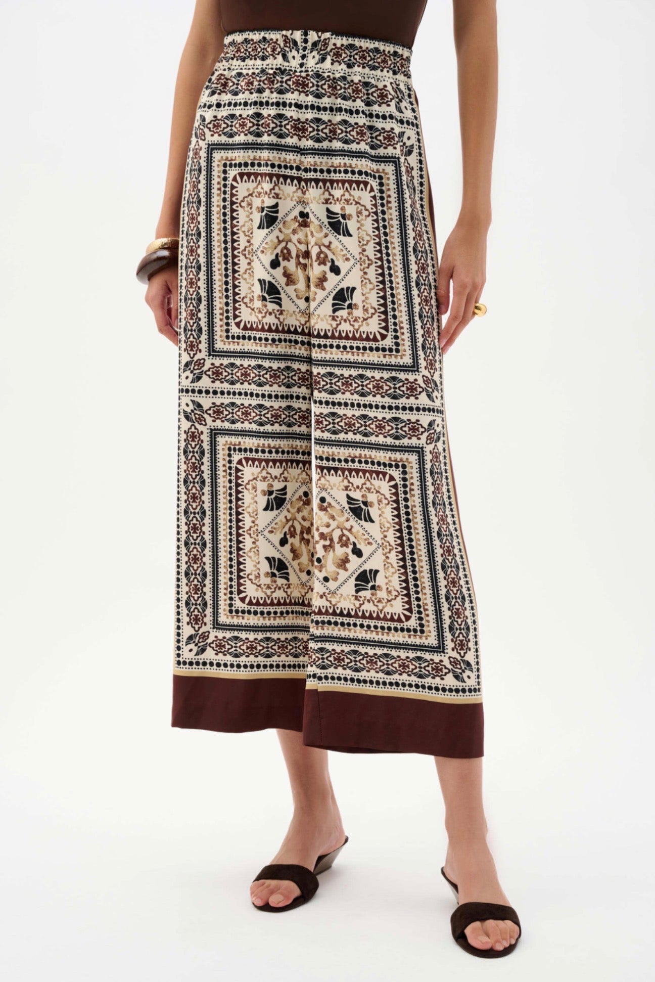 Joseph Ribkoff Scarf Print Wide-Leg Pull-On Pants 262261
