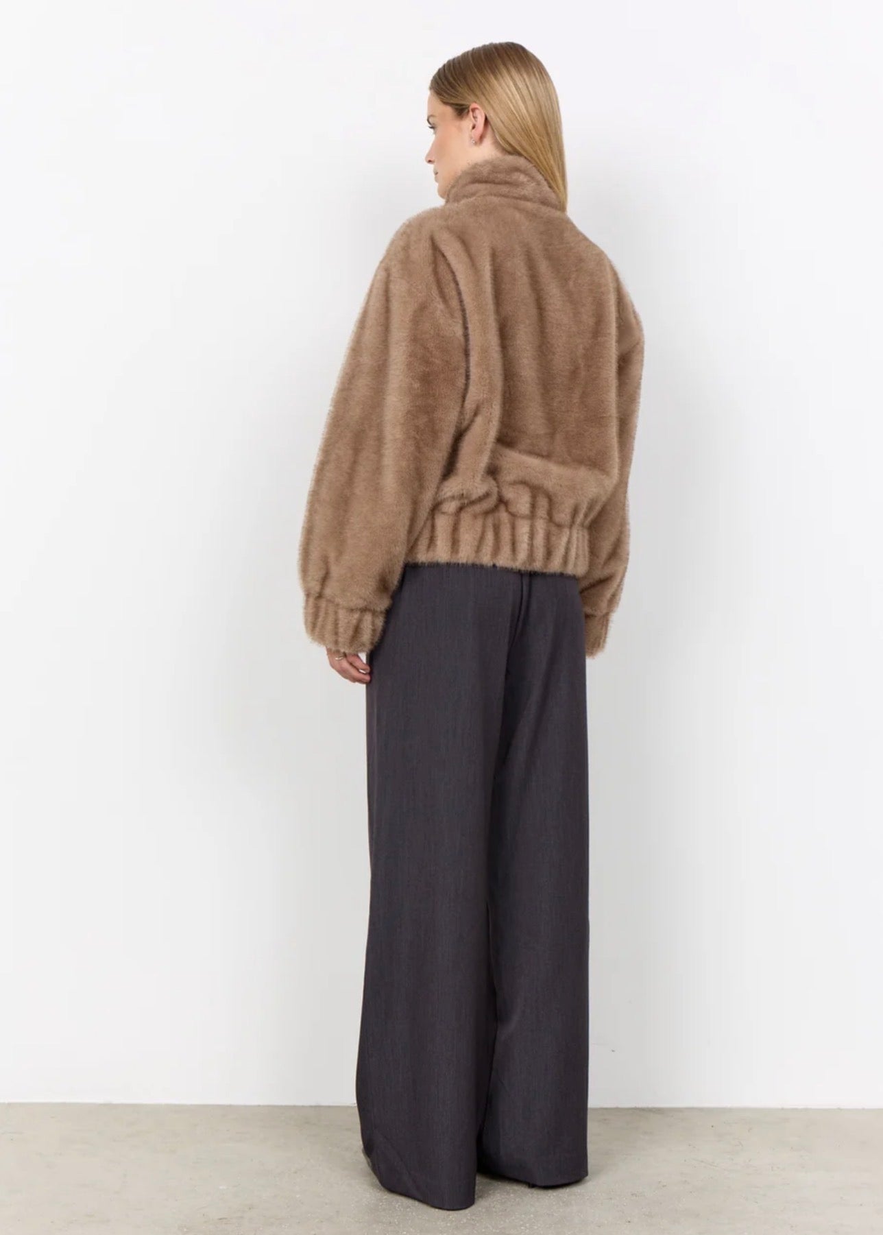 Soya Concept Haye Faux Fur Jacket Camel