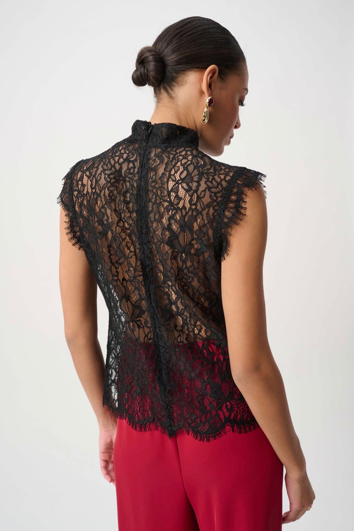 Joseph Ribkoff Lace Mock Neck Fitted Top
264105