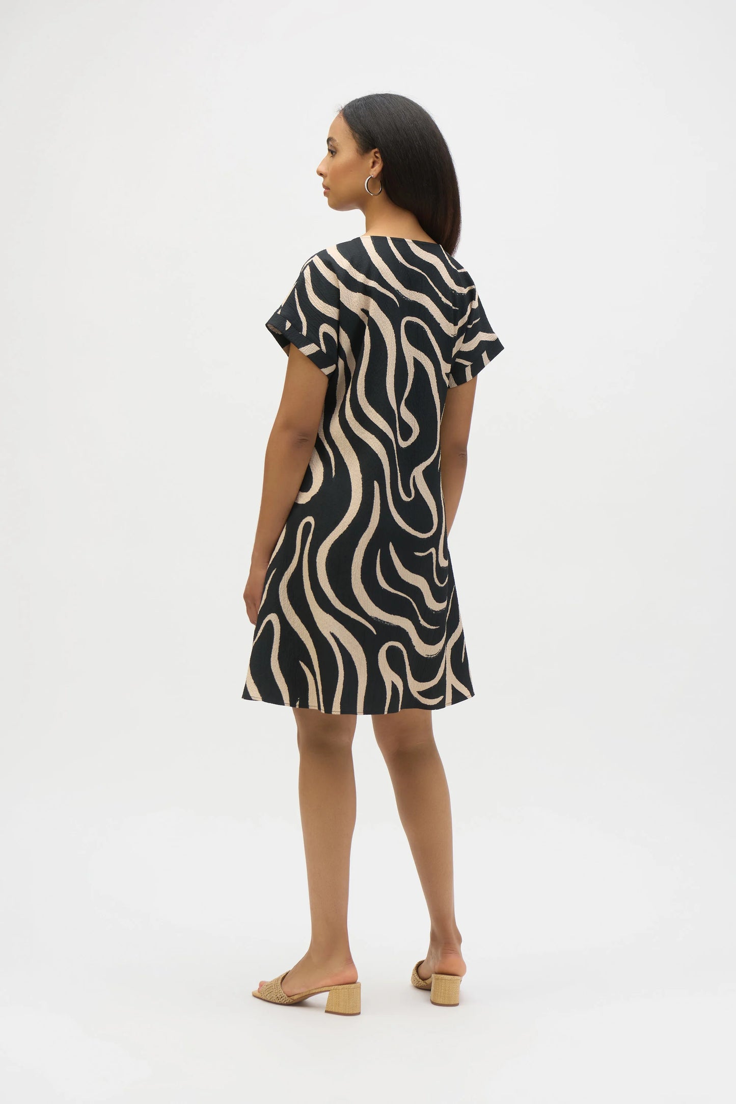 Joseph Ribkoff Seersucker Abstract Print A-Line Dress 252205