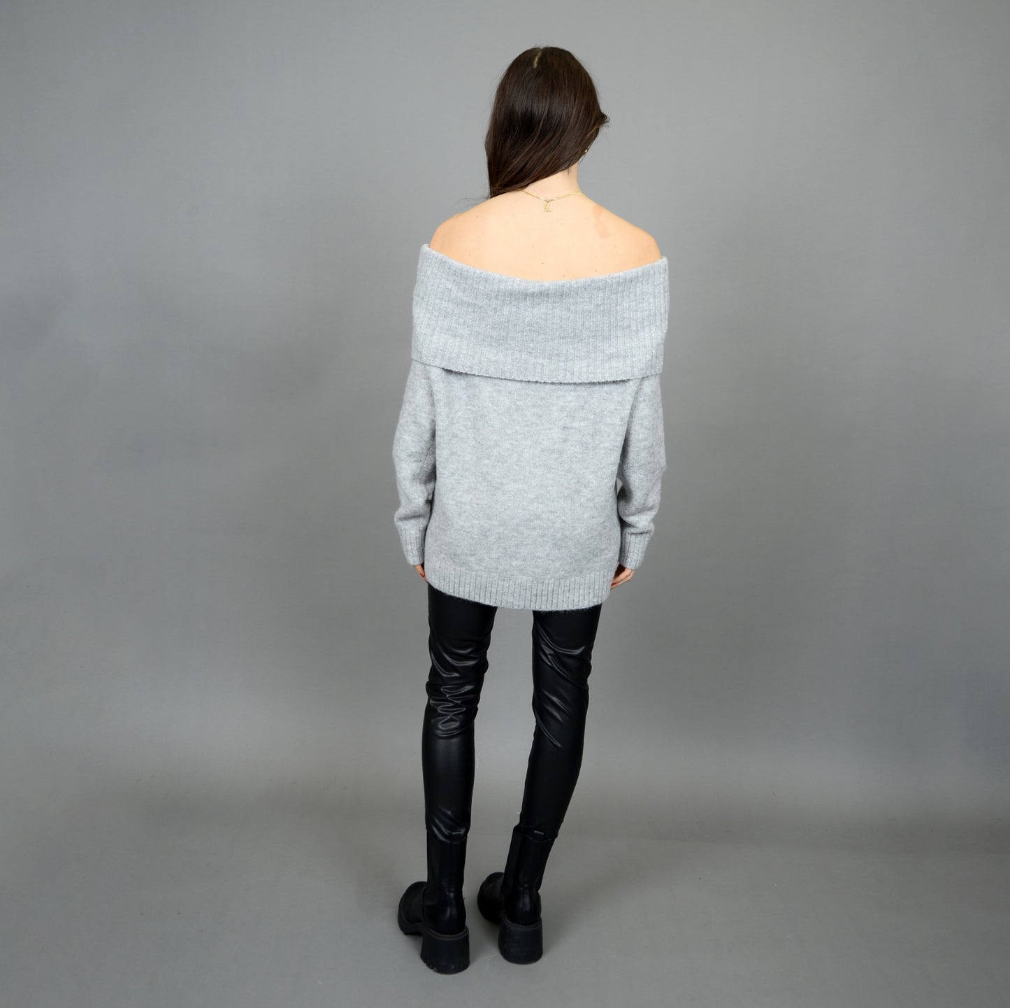 RD Style Pesla Off The Shoulder Sweater Grey