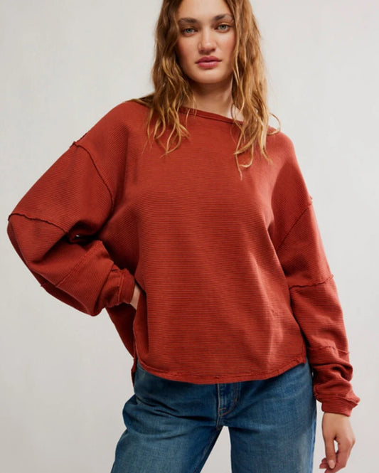 Free People Total Eclipse Tee Sweater Spiced Rum