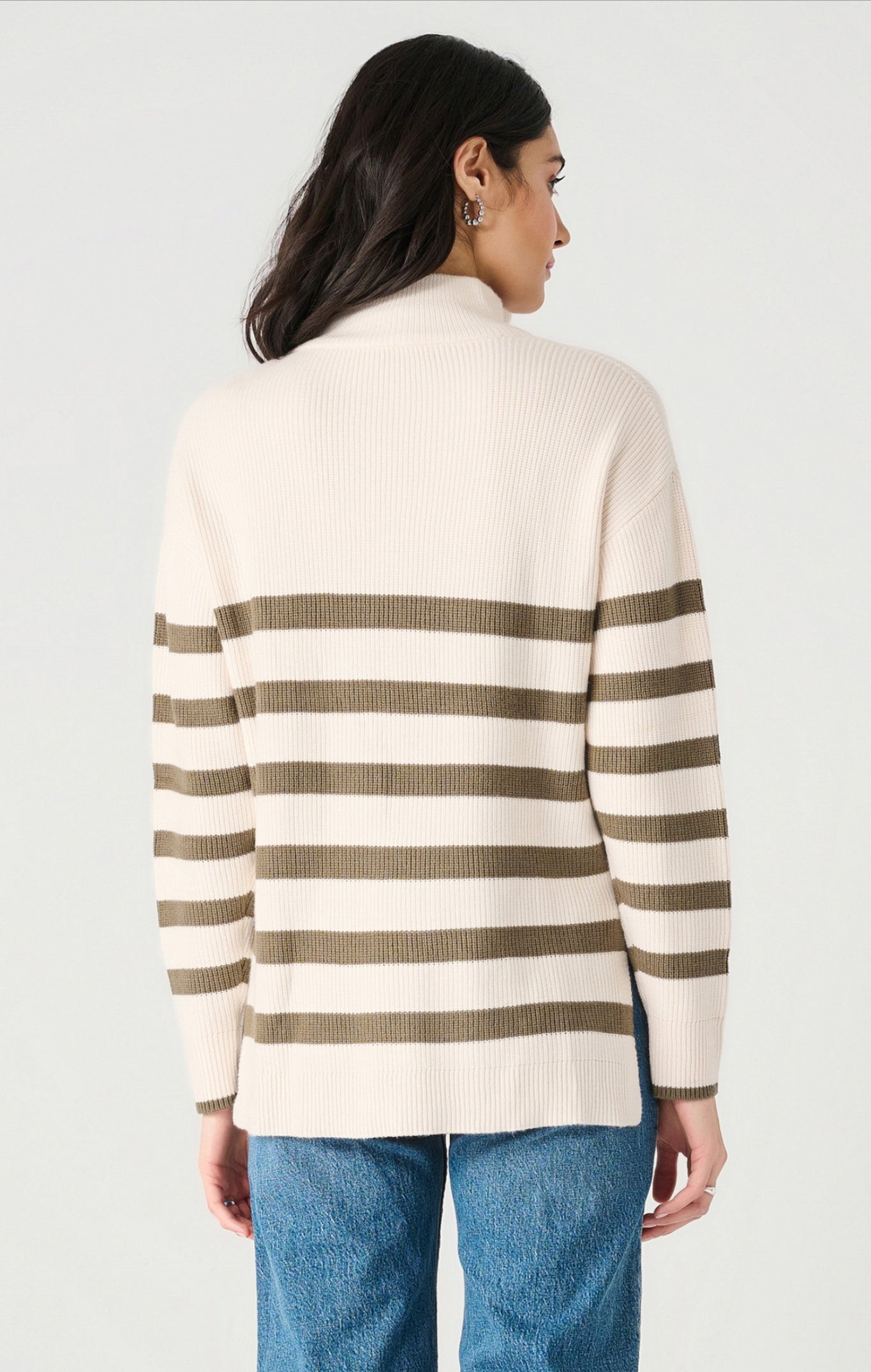 Dex Striped Quarter Zip Sweater White/Green