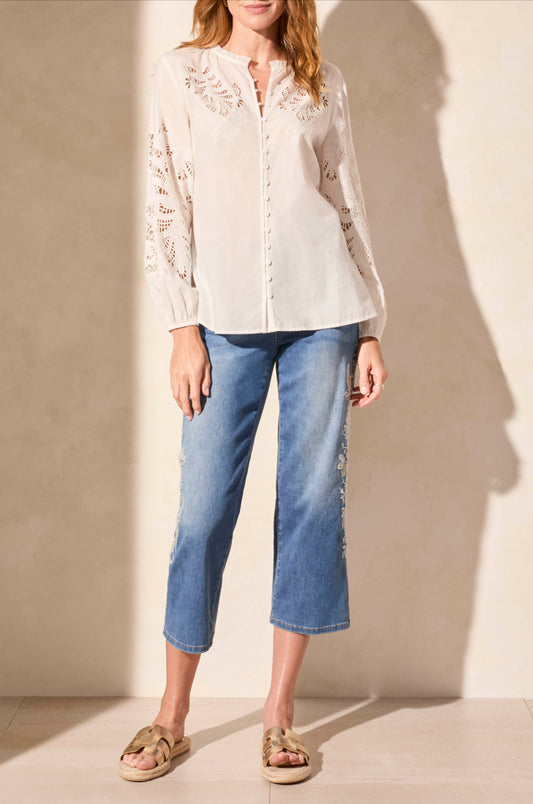 Tribal Embroidered Cut Out Blouse