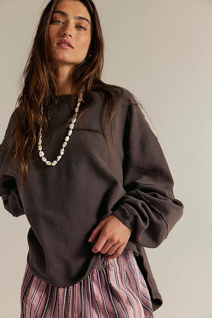 Free People Total Eclipse Tee Sweater Shaved Chocolate