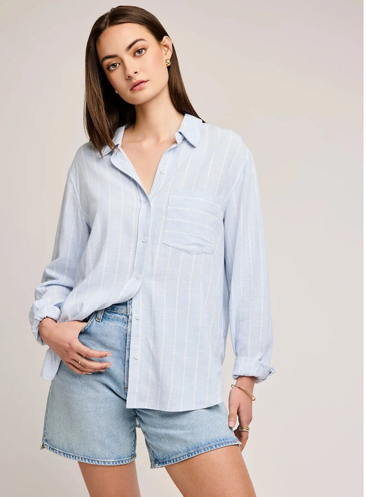 Gentle Fawn Luka Button Up Top Blue Stripe