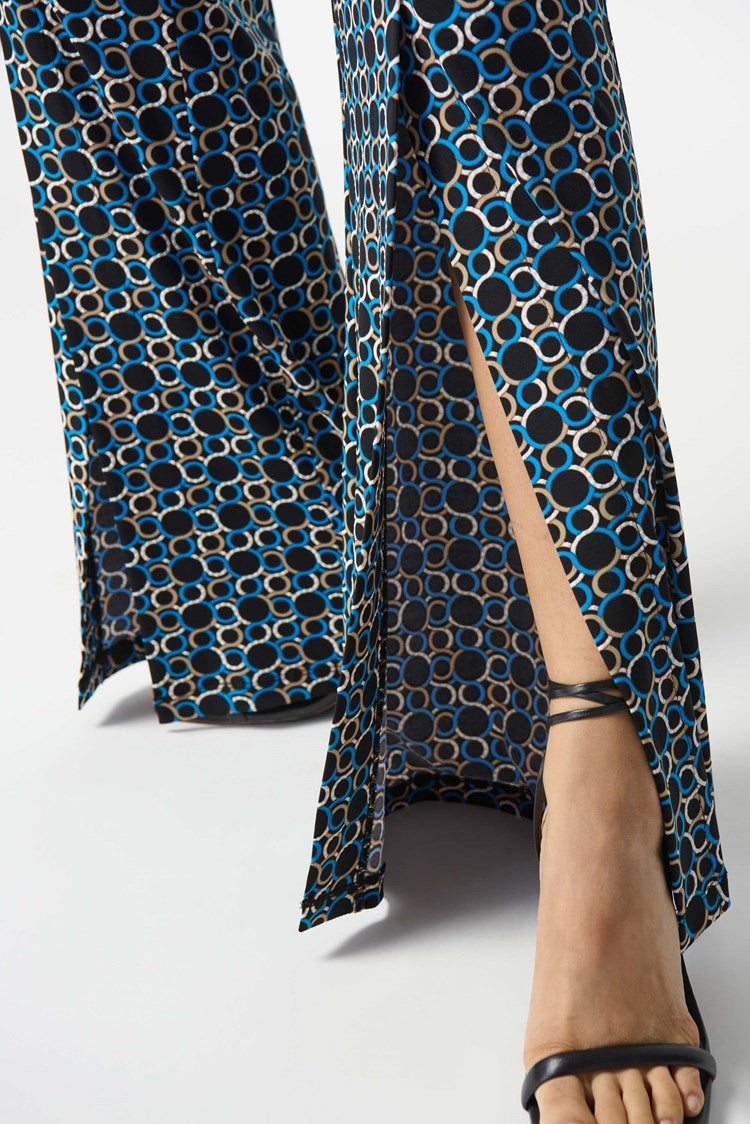 Joseph Ribkoff Silky Knit Geometric Print Wide-Leg Pants 242143