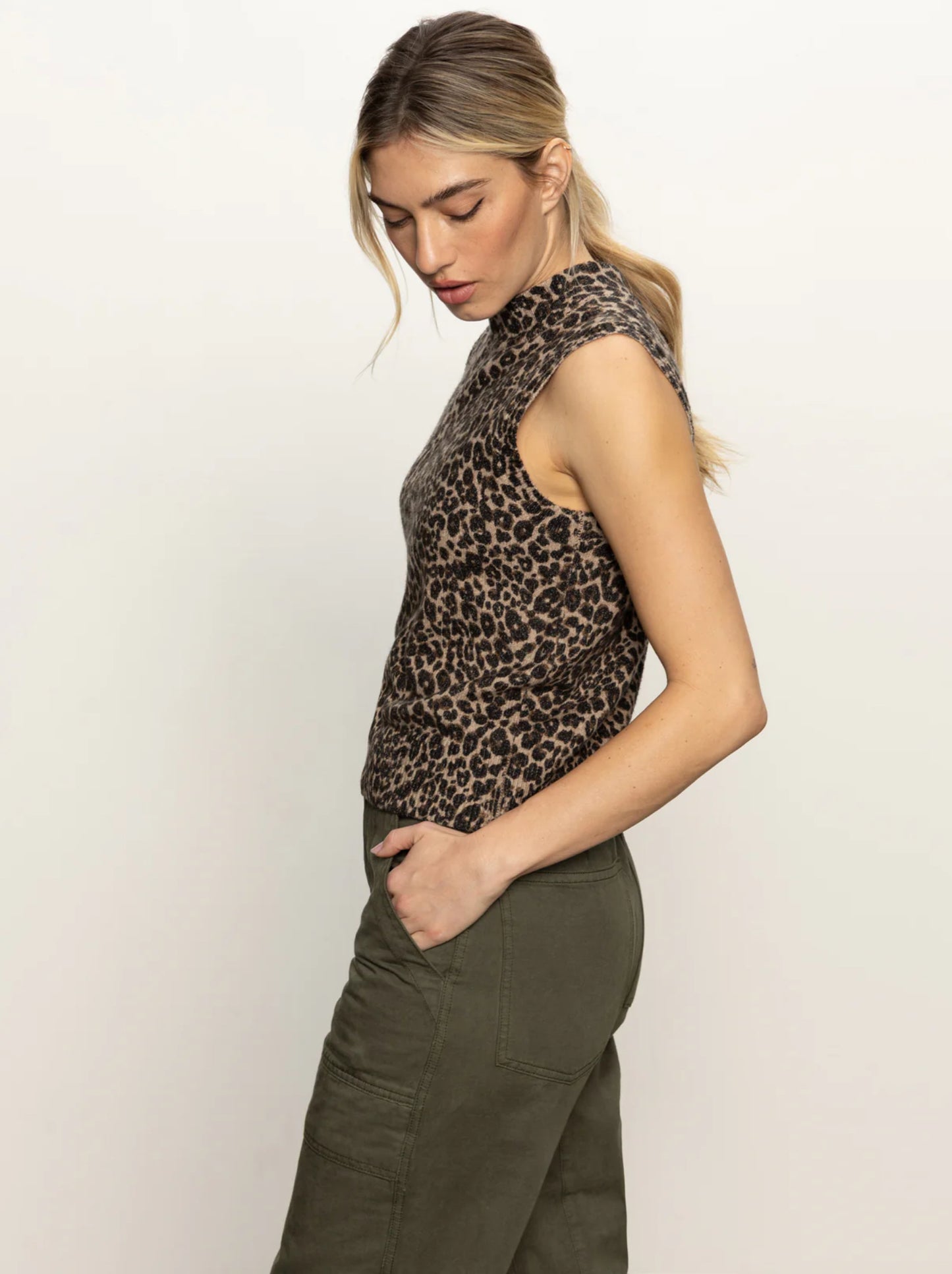 Sanctuary Fuzzy Sweater Tank Leopard