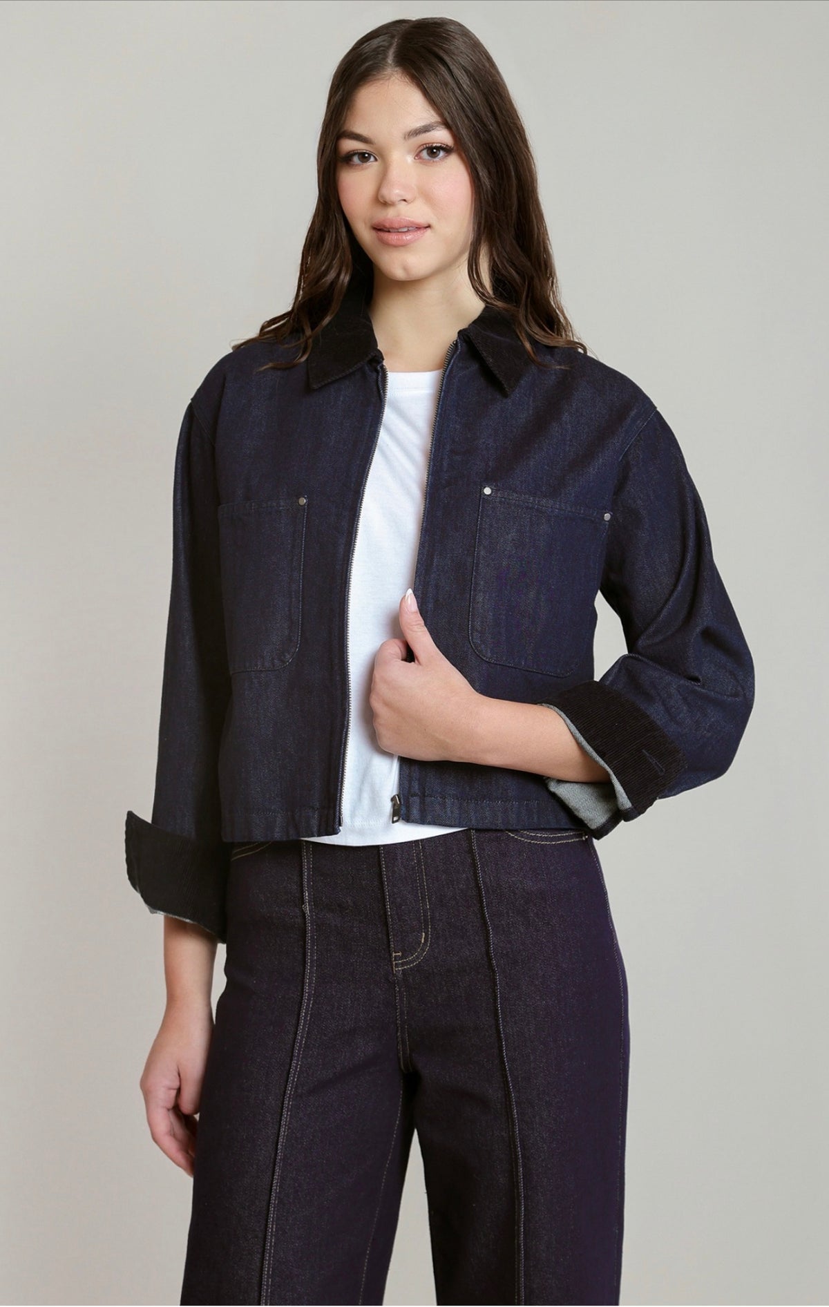 Dex Corduroy Collar Denim Jacket