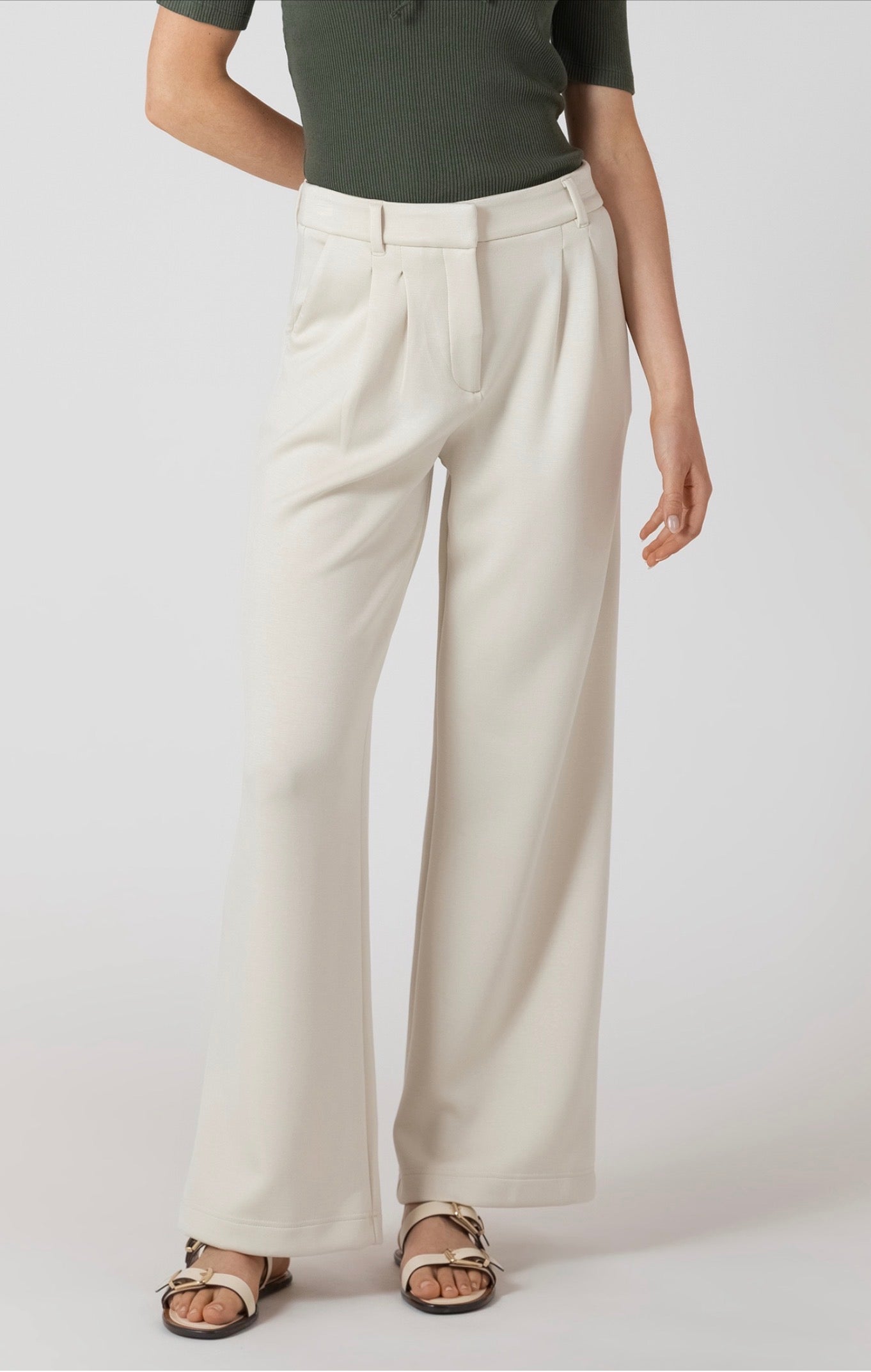 Room 34 Scuba Knit Trouser Matte Pearl