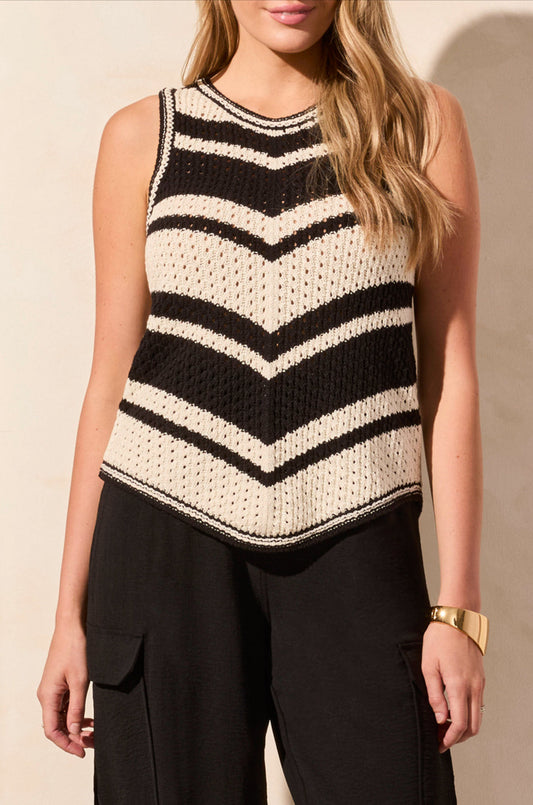 Tribal Racer Back Sweater Tank Black