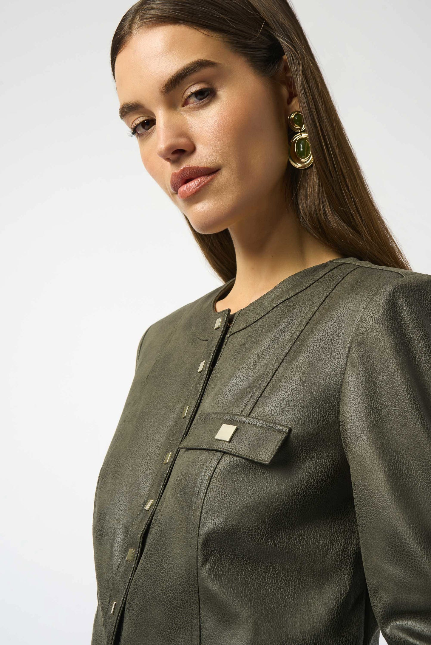 Joseph Ribkoff Foiled Faux Suede Fitted Jacket 253935