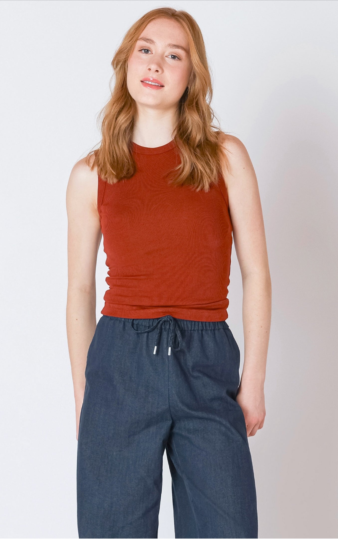Dex Burnt Orange Ribbed Tank