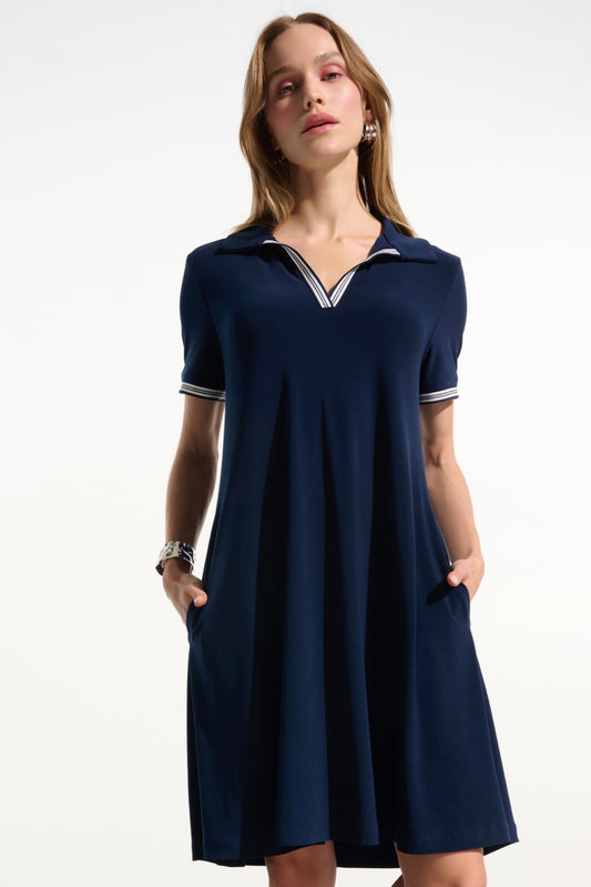 Joseph Ribkoff Silky Knit Trapeze Dress With Polo Collar 261614