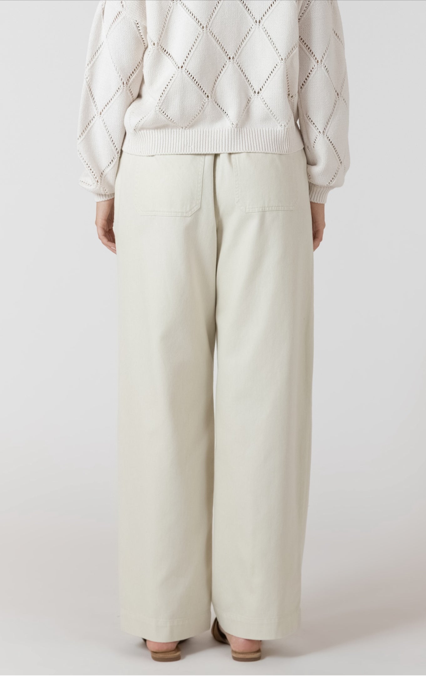 Dex Wide Leg Tie Denim Pants Beige