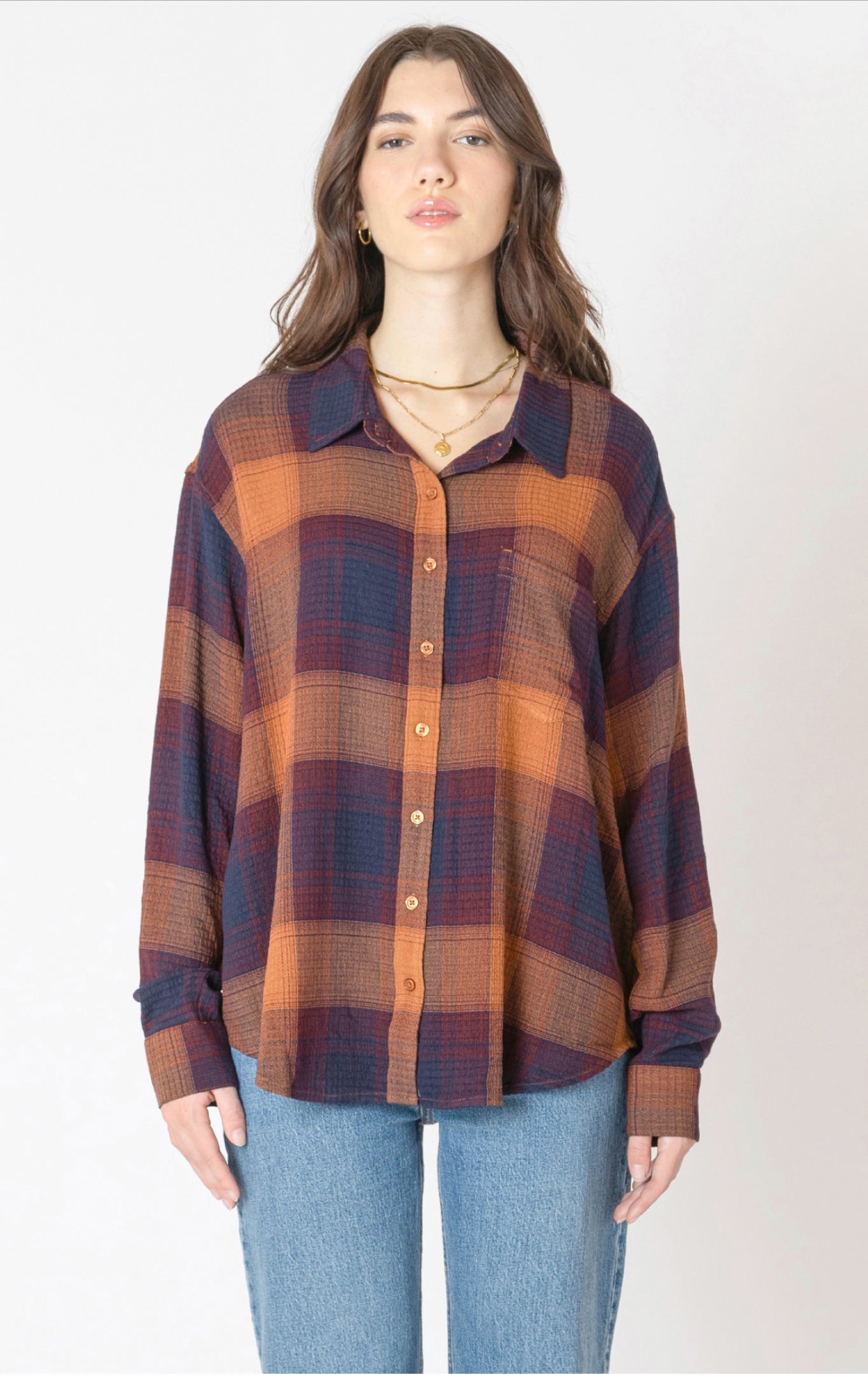 Dex Plaid Button Up Shirt Plum
