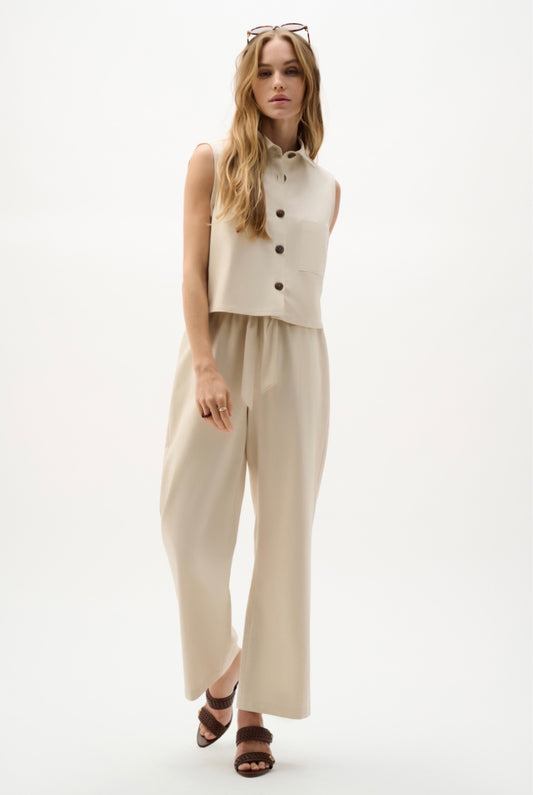 Joseph Ribkoff Linen Woven Pull-On Wide Leg Pants 262040