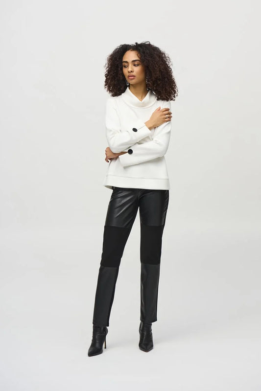 Joseph Ribkoff Silky Knit And Leatherette Slim Fit Pants 244143