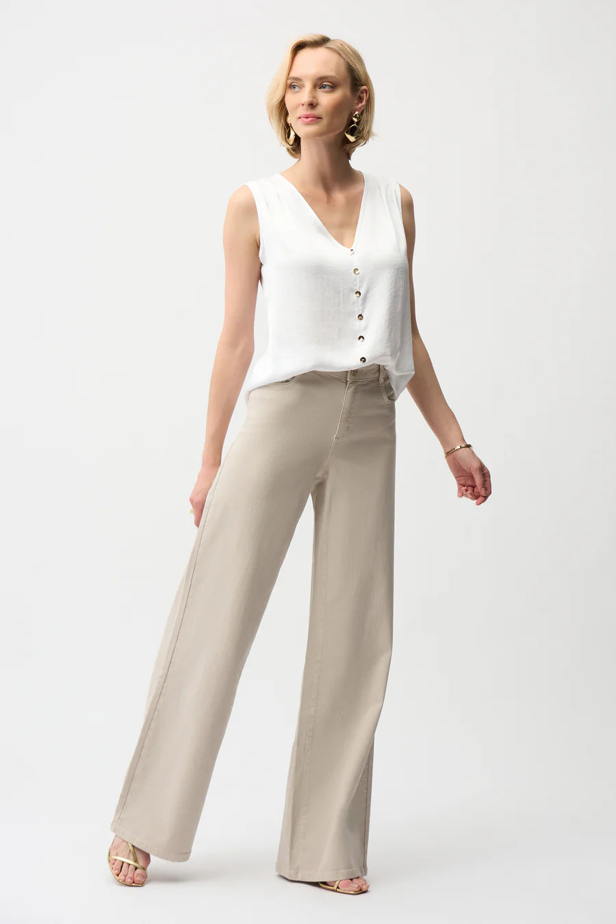 Joseph Ribkoff Goldie Classic Wide-Leg Stretch Jeans Moonstone
