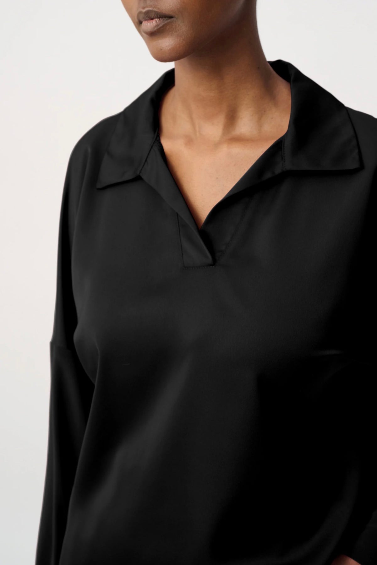 Joseph Ribkoff Recycled Satin Shirt Collar Top 264085