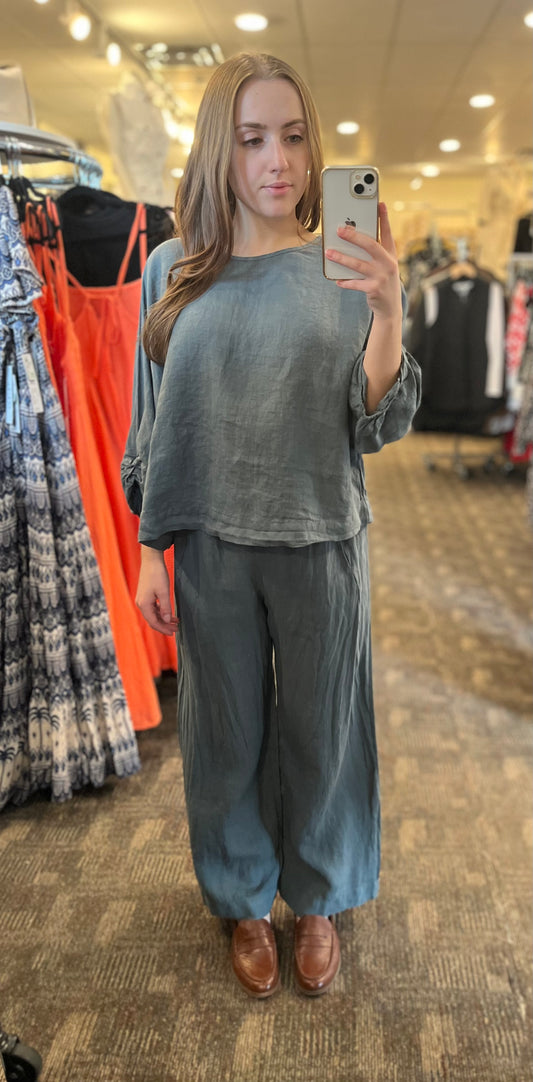 Velvet Lola Linen Pants Graphite