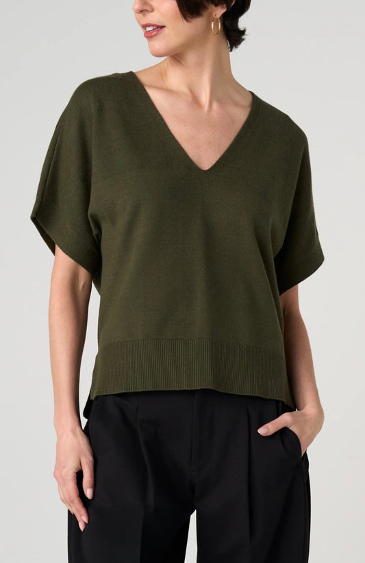 Liverpool V-Neck Dolman Sleeve Sweater Hunter Green