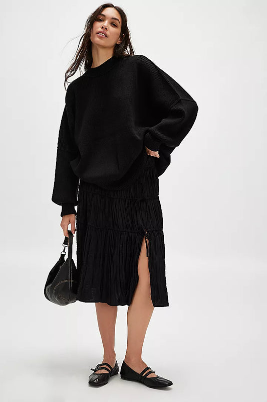 Free People Easy Street Tunic Sweater Black