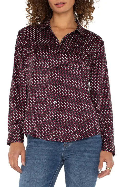 Liverpool Dotted Jacquard Button Up Blouse