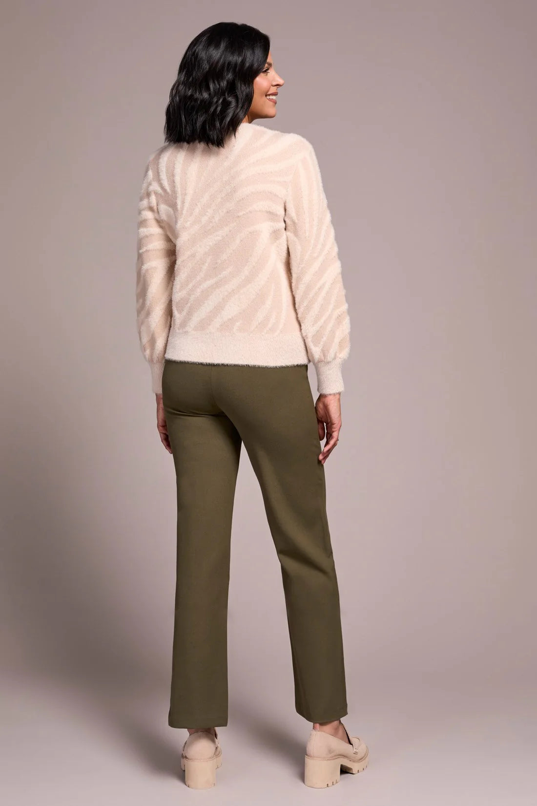 DOUBLE-KNIT PUFF LONG SLEEVE CREW NECK SWEATER