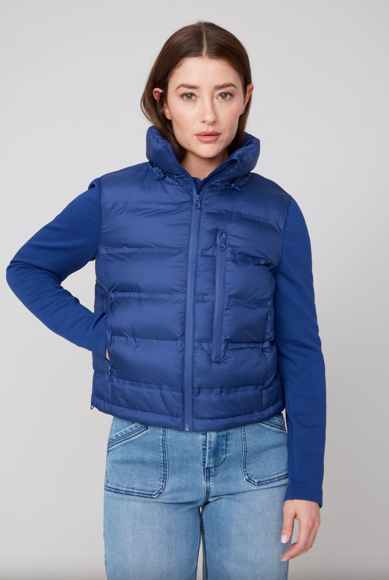 Renuar Cropped Puffer Jacket Oxford