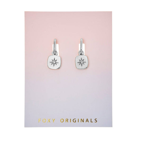 Foxy Originals Nova Huggie Hoop Starburst Earrings Silver